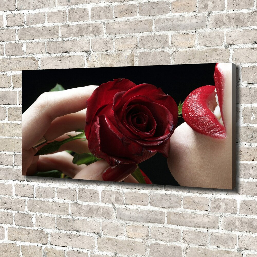 Tableau photo sur toile Femme avec une rose