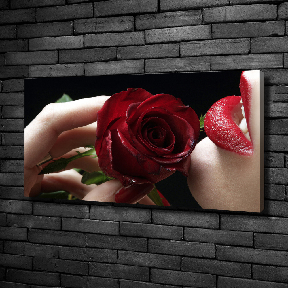 Tableau photo sur toile Femme avec une rose