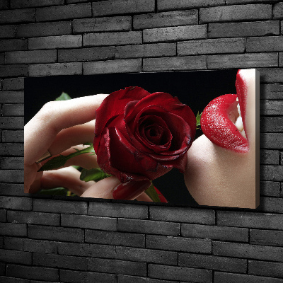 Tableau photo sur toile Femme avec une rose