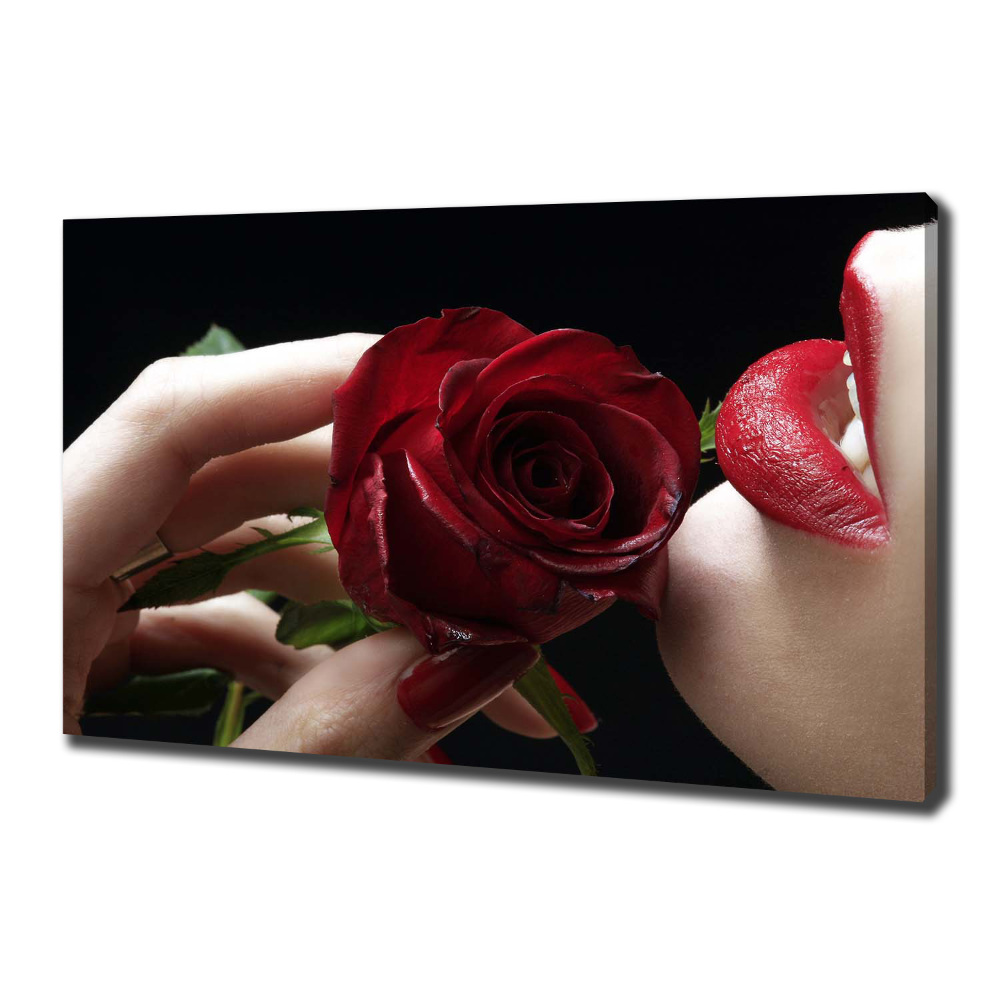 Tableau photo sur toile Femme avec une rose