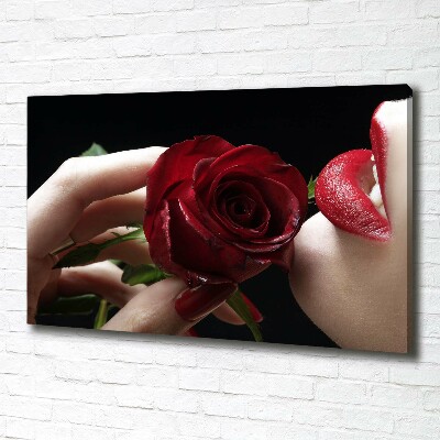 Tableau photo sur toile Femme avec une rose