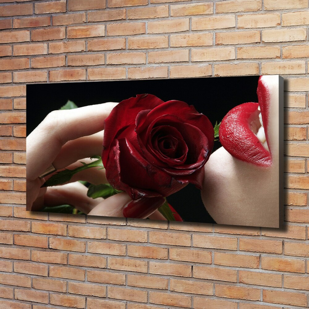 Tableau photo sur toile Femme avec une rose