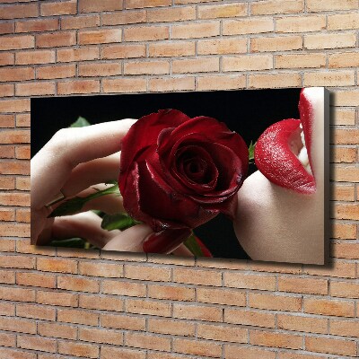 Tableau photo sur toile Femme avec une rose