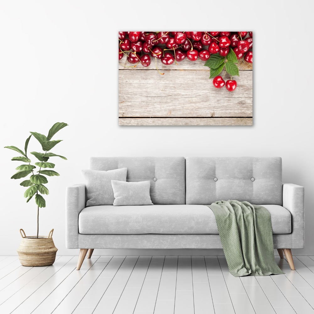 Tableau photo sur toile Cerises sur bois