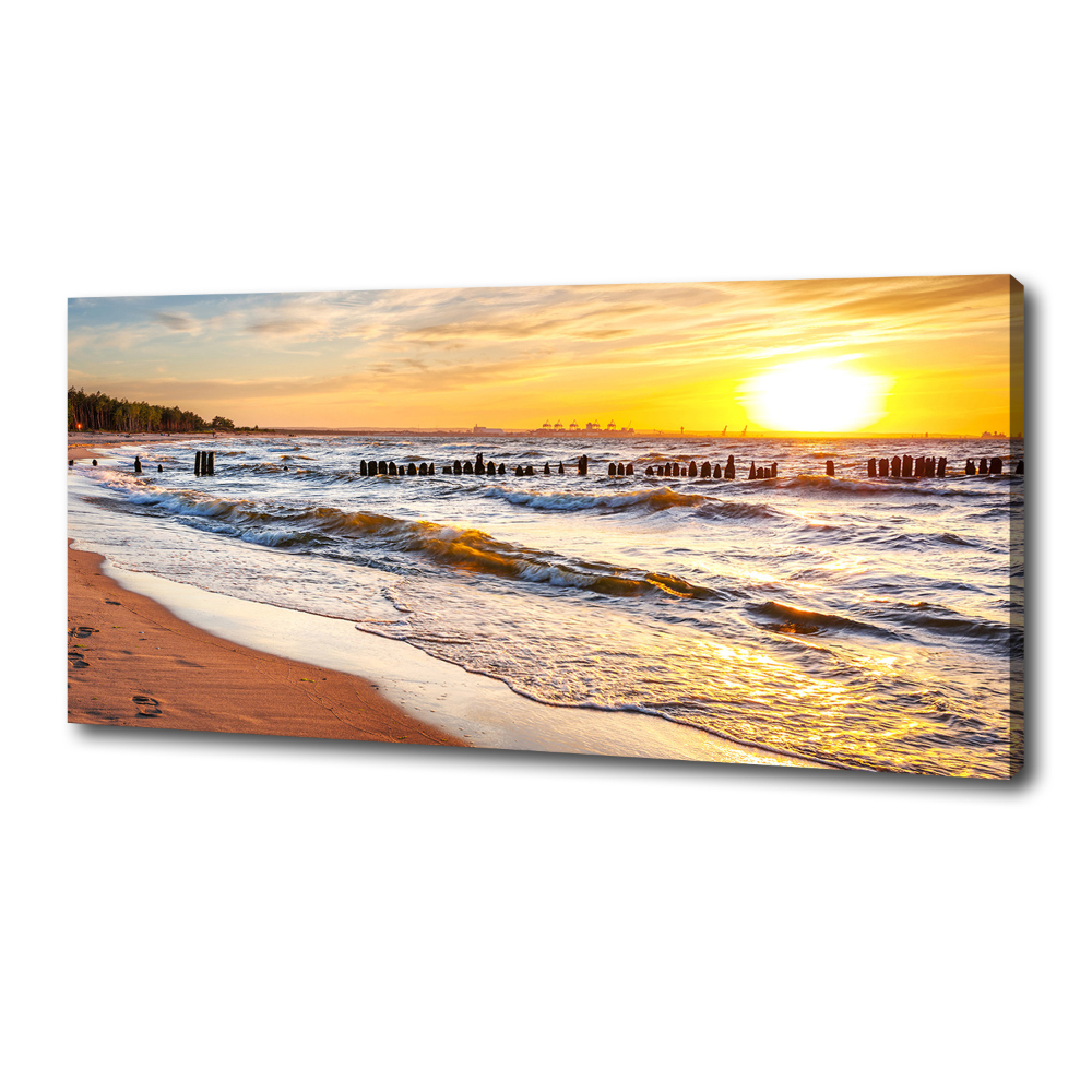 Tableau sur toile Plage du coucher de soleil