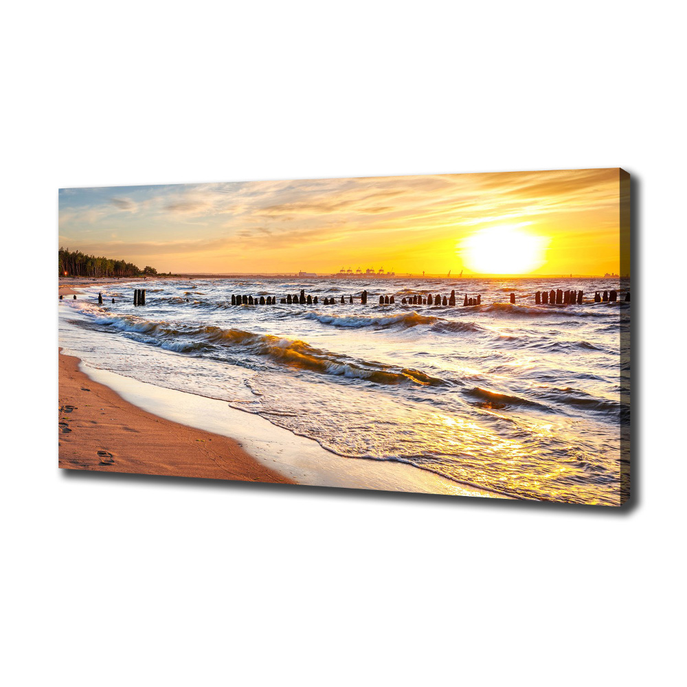 Tableau sur toile Plage du coucher de soleil