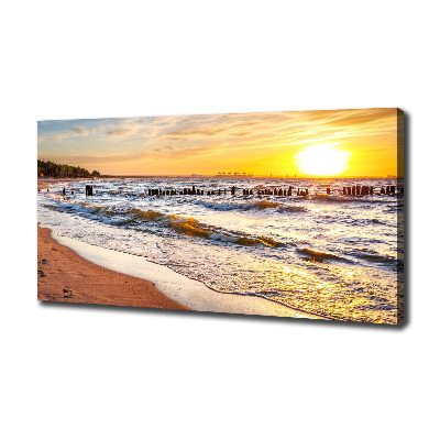 Tableau sur toile Plage du coucher de soleil