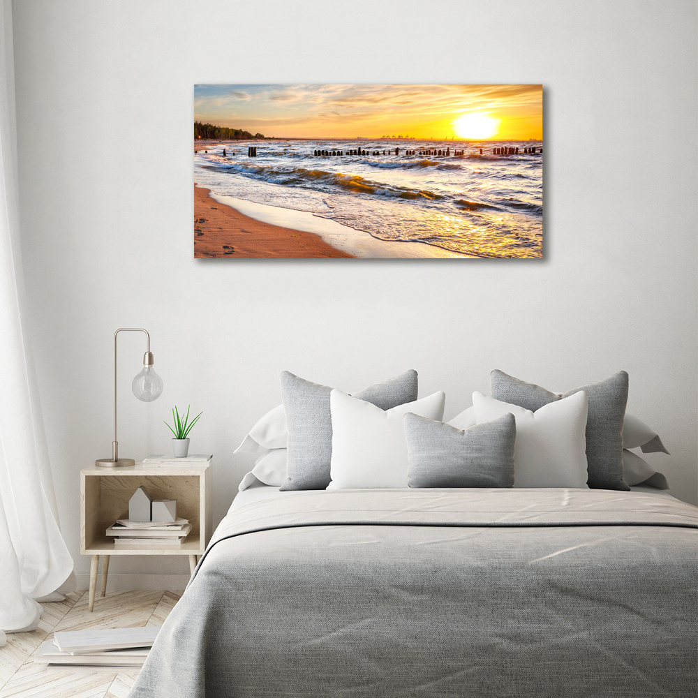 Tableau sur toile Plage du coucher de soleil