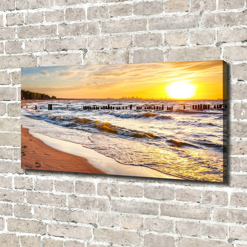 Tableau sur toile Plage du coucher de soleil