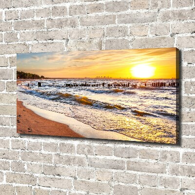 Tableau sur toile Plage du coucher de soleil