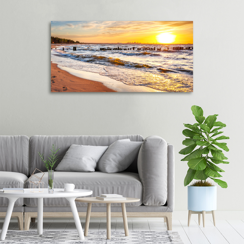 Tableau sur toile Plage du coucher de soleil