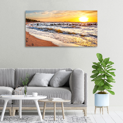 Tableau sur toile Plage du coucher de soleil