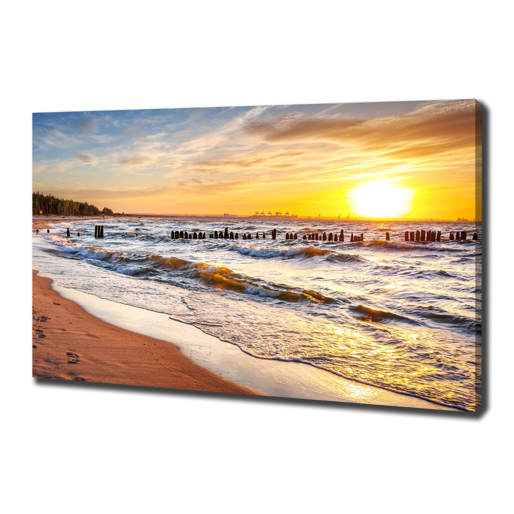 Tableau sur toile Plage du coucher de soleil