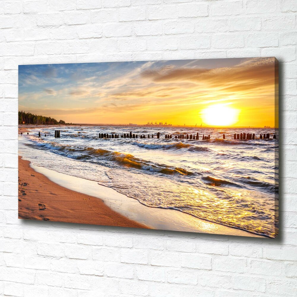 Tableau sur toile Plage du coucher de soleil