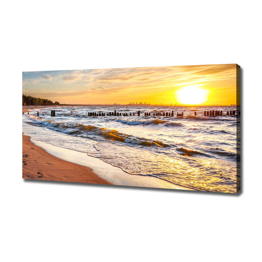 Tableau sur toile Plage du coucher de soleil