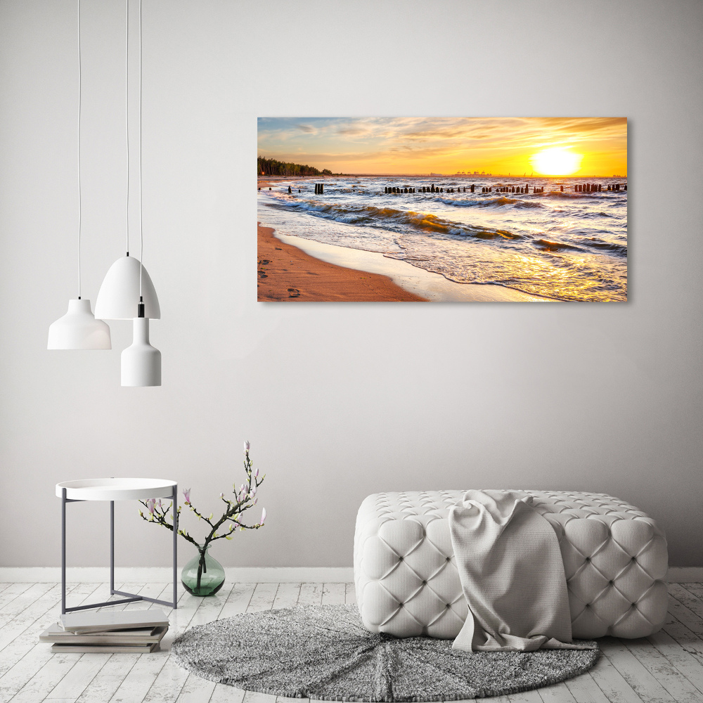 Tableau sur toile Plage du coucher de soleil