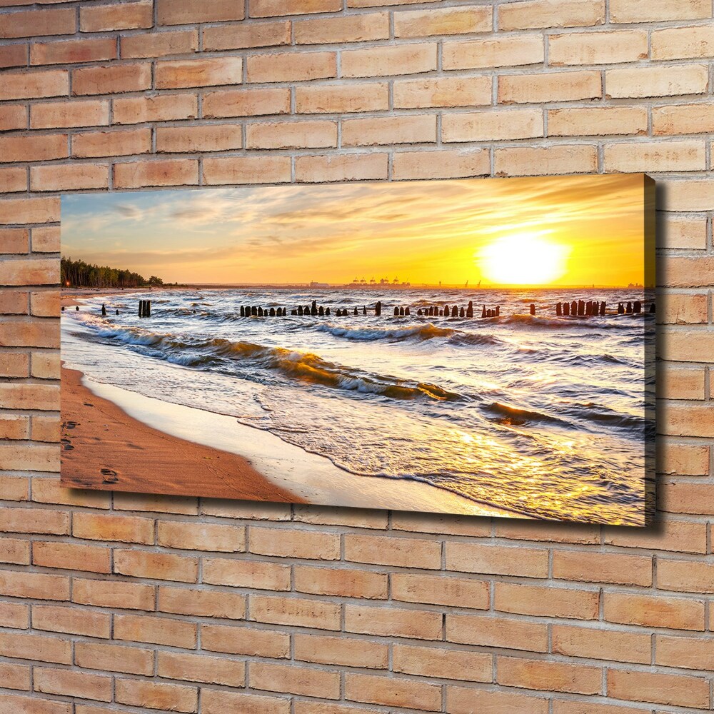 Tableau sur toile Plage du coucher de soleil