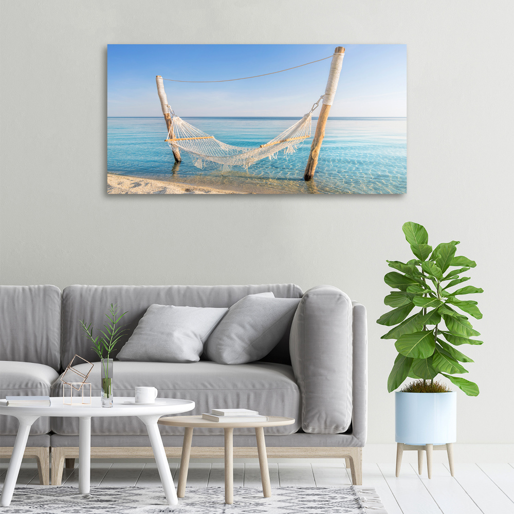 Tableau sur toile Hamac en bord de mer