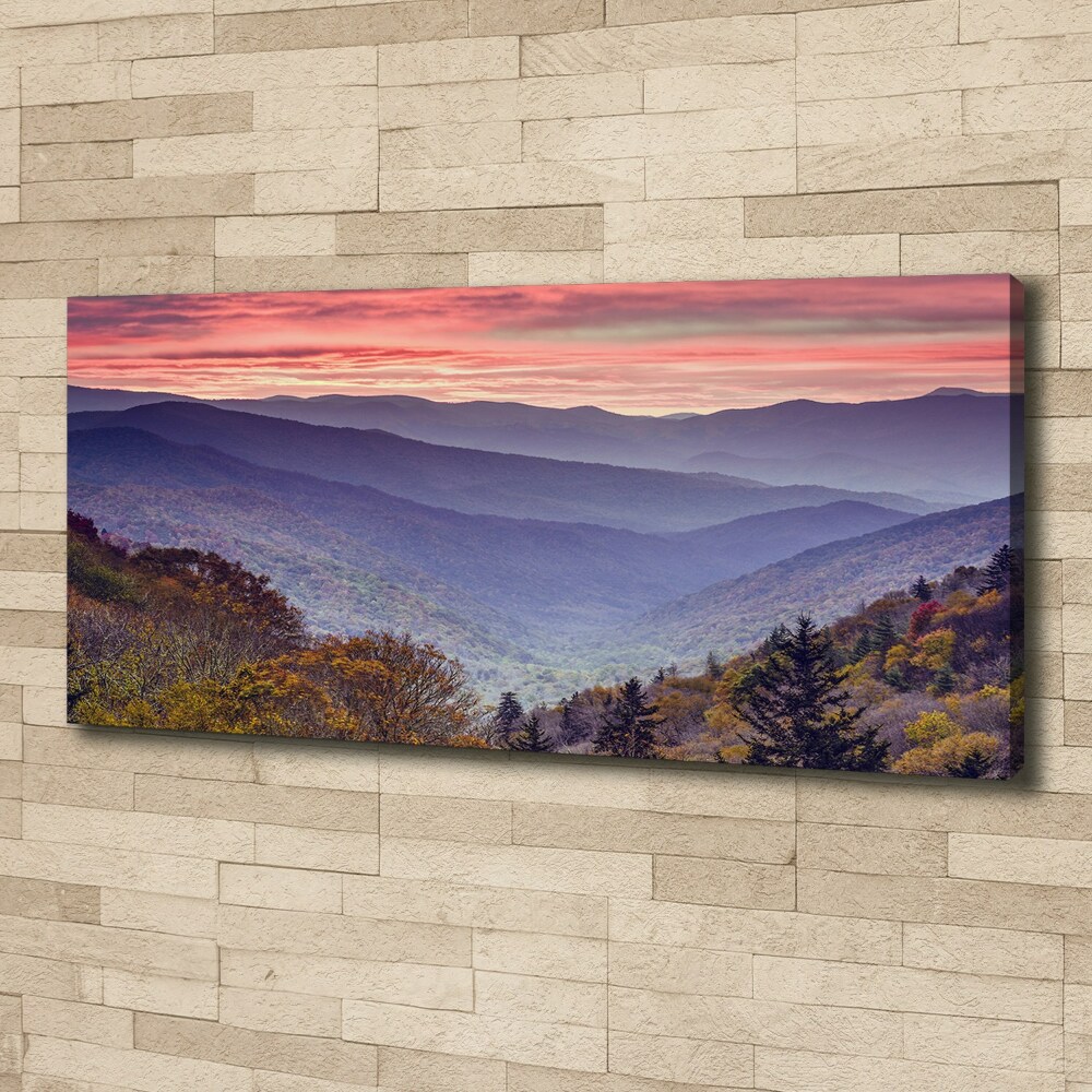 Tableau sur toile Coucher de soleil sur les montagnes