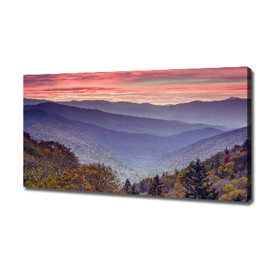 Tableau sur toile Coucher de soleil sur les montagnes