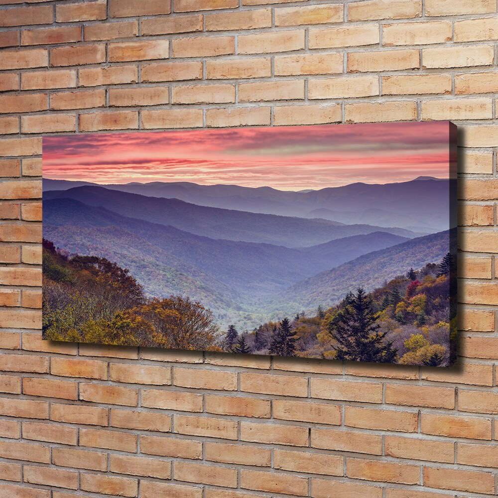 Tableau sur toile Coucher de soleil sur les montagnes