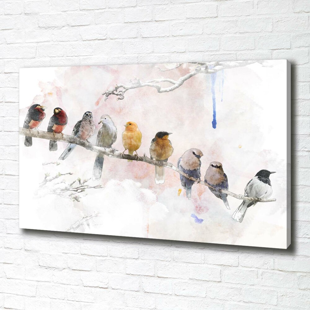 Tableau sur toile Oiseaux sur une branche