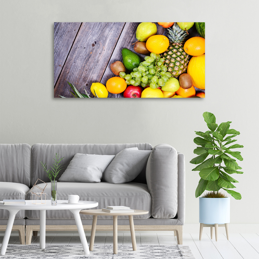 Tableau toile imprimée Fruits sur bois