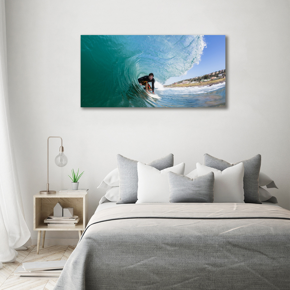 Tableau mural sur toile Surfeur sur une vague