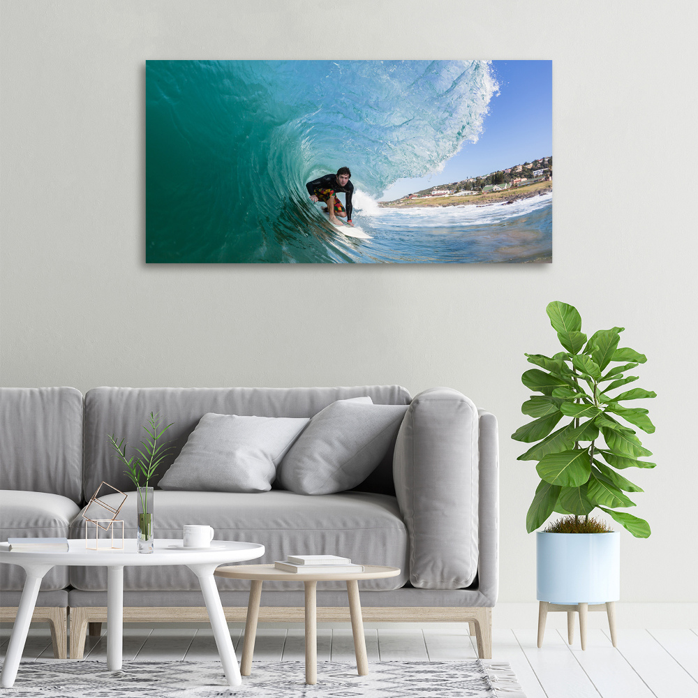 Tableau mural sur toile Surfeur sur une vague