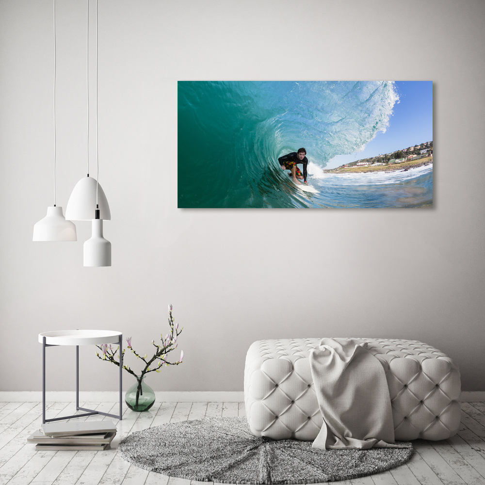 Tableau mural sur toile Surfeur sur une vague