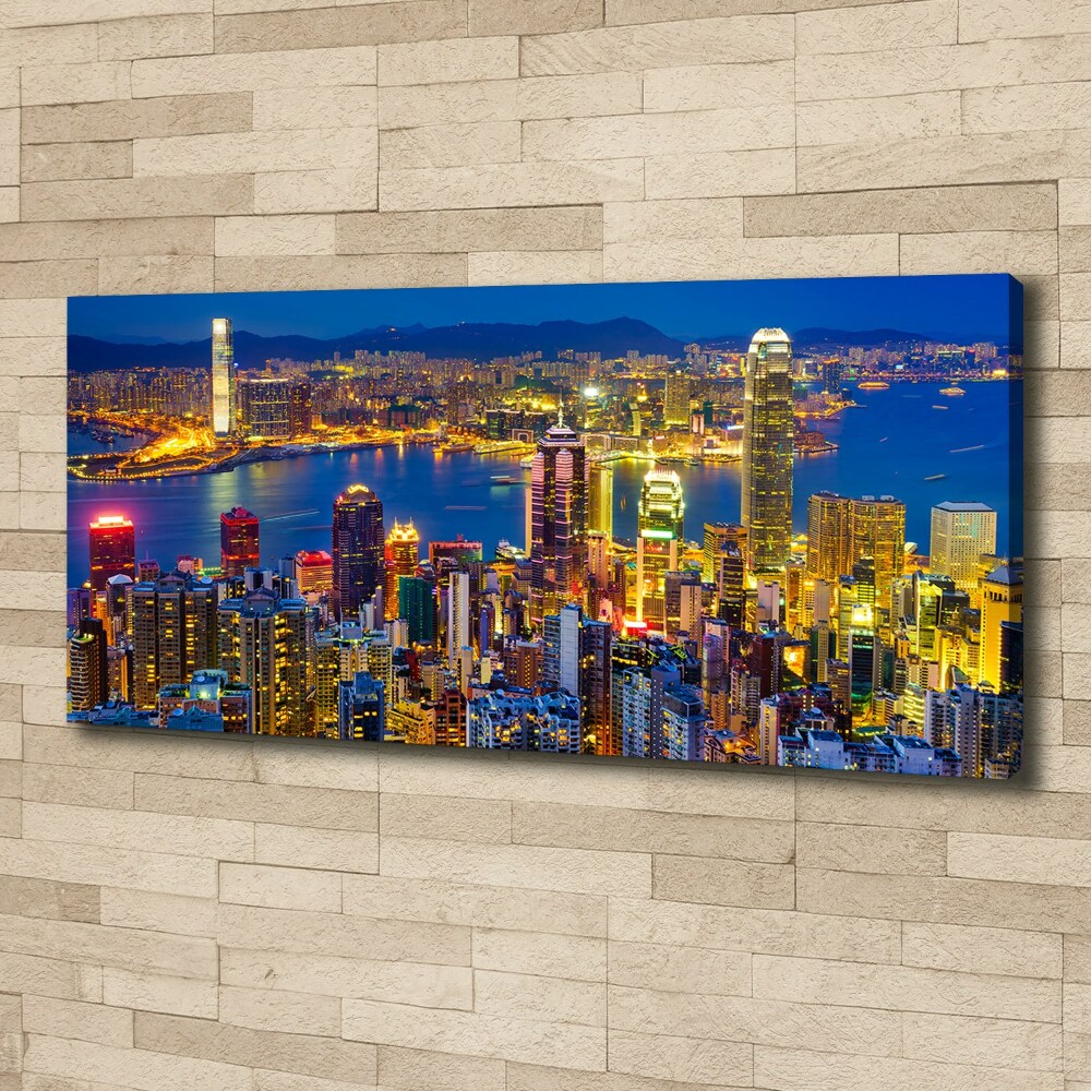 Tableau toile imprimée Hong Kong de nuit