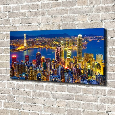 Tableau toile imprimée Hong Kong de nuit