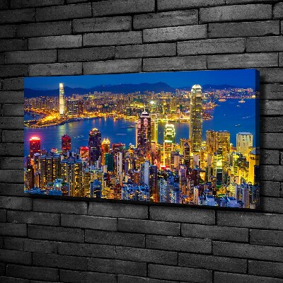 Tableau toile imprimée Hong Kong de nuit