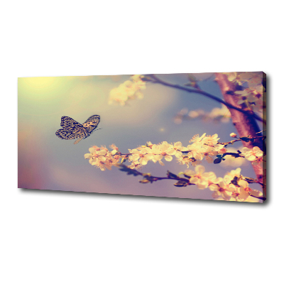 Tableau mural sur toile Fleur de cerisier et papillon