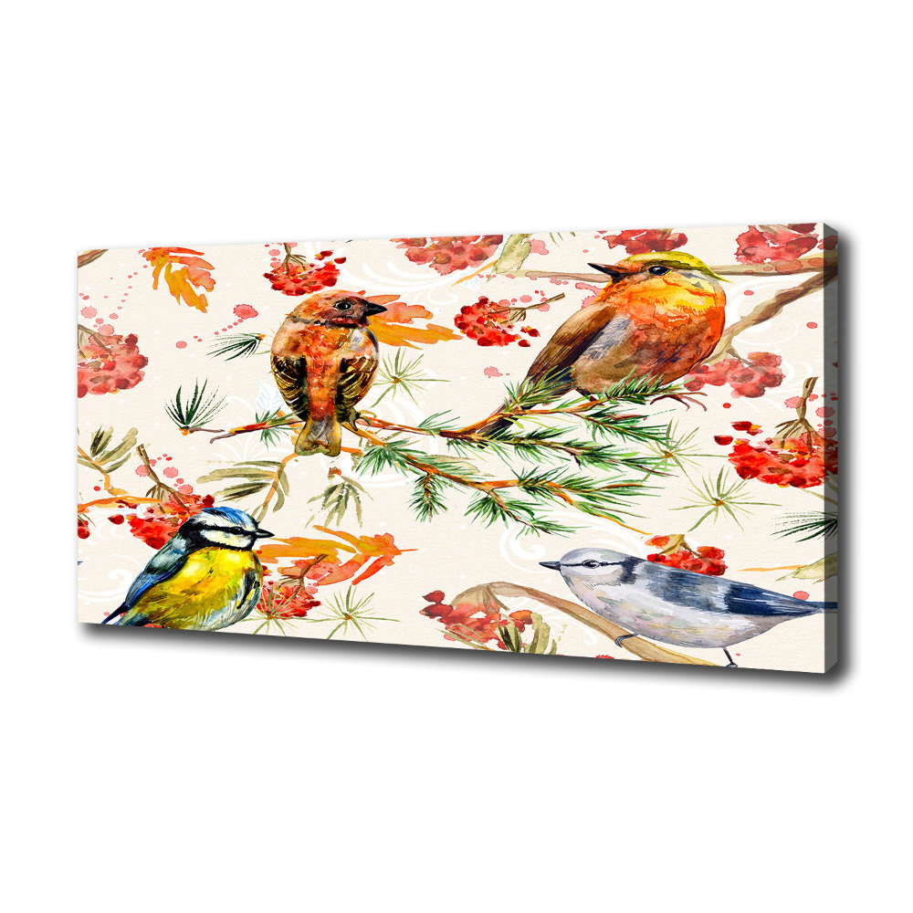 Tableau mural sur toile Conifères et oiseaux