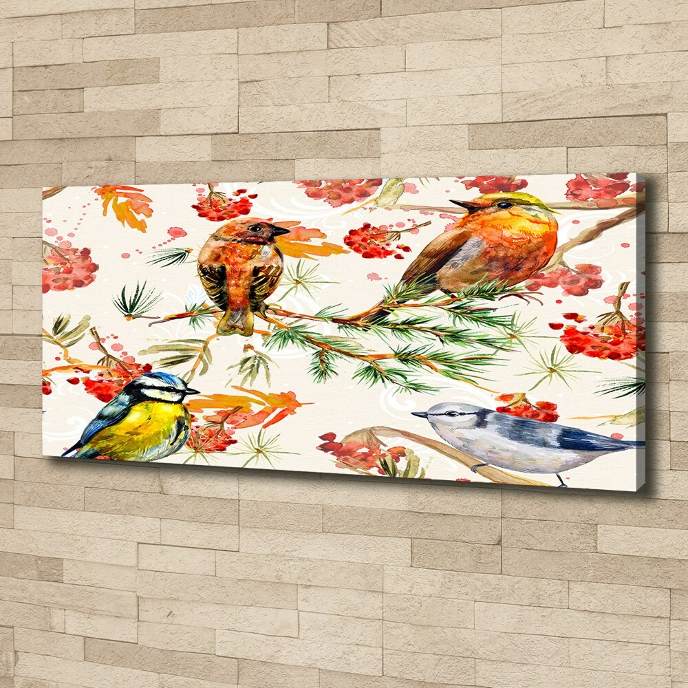 Tableau mural sur toile Conifères et oiseaux