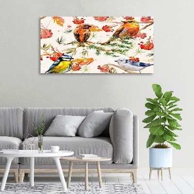 Tableau mural sur toile Conifères et oiseaux