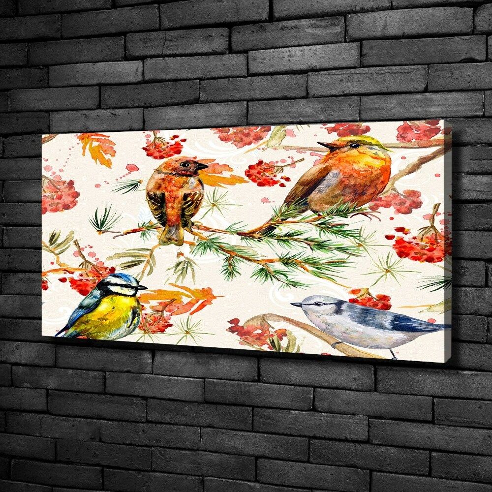 Tableau mural sur toile Conifères et oiseaux