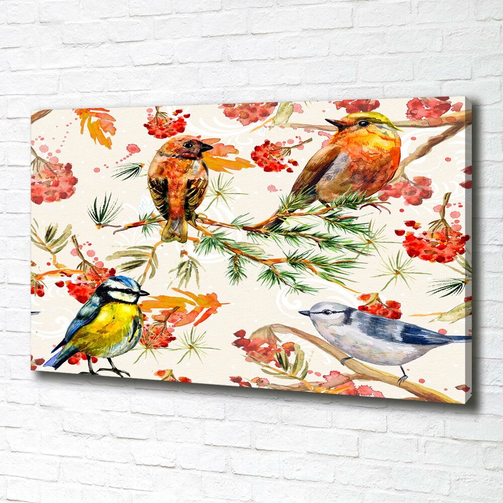 Tableau mural sur toile Conifères et oiseaux