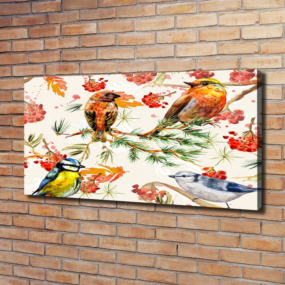 Tableau mural sur toile Conifères et oiseaux