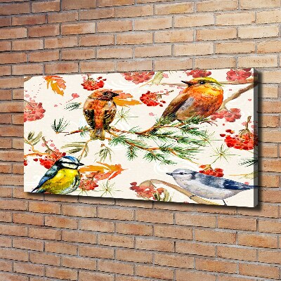 Tableau mural sur toile Conifères et oiseaux