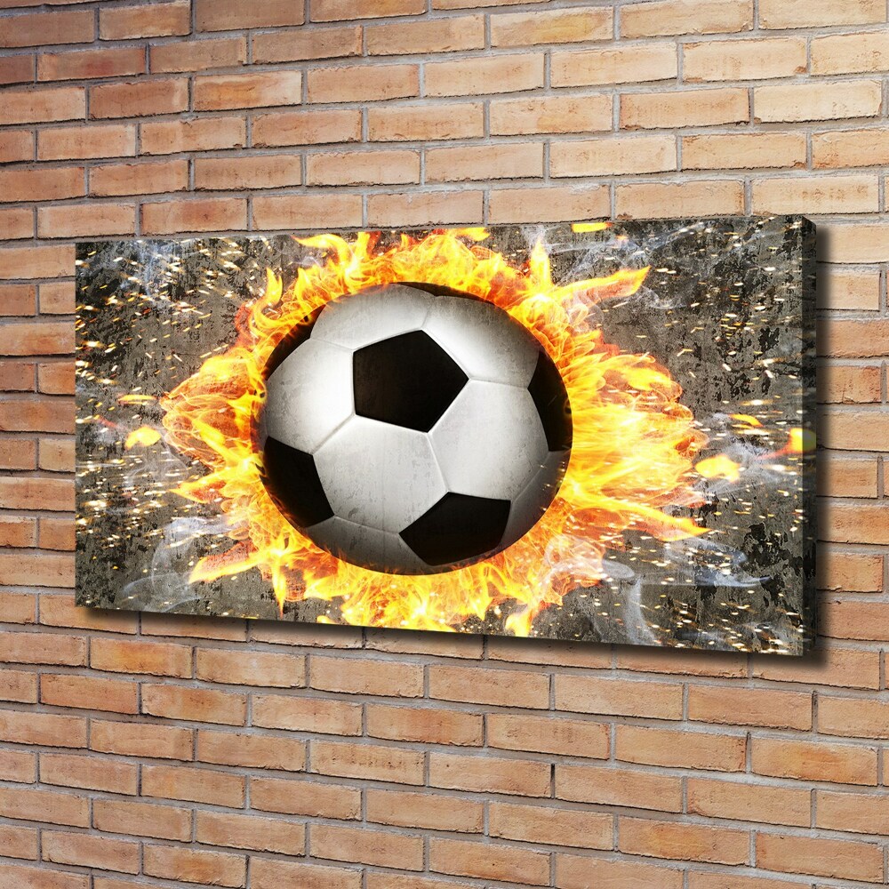 Tableau toile imprimée Football enflammé