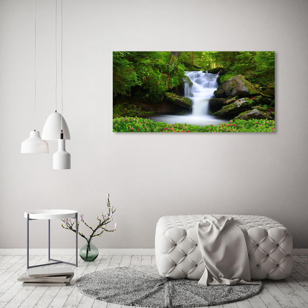 Tableau toile imprimée Chute d'eau dans la forêt