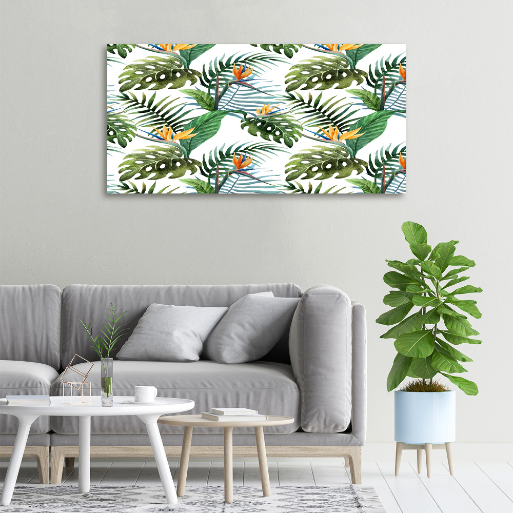 Tableau mural sur toile Feuilles de monstera exotique