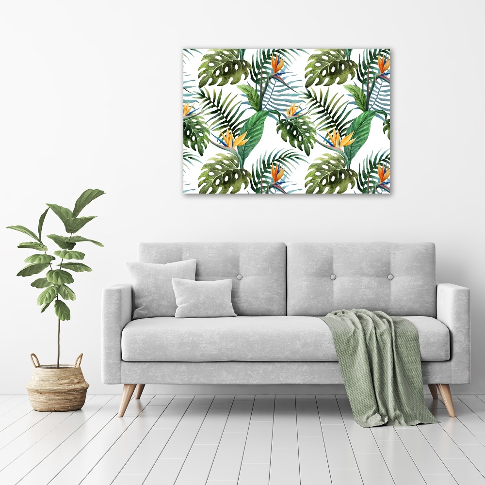 Tableau mural sur toile Feuilles de monstera exotique