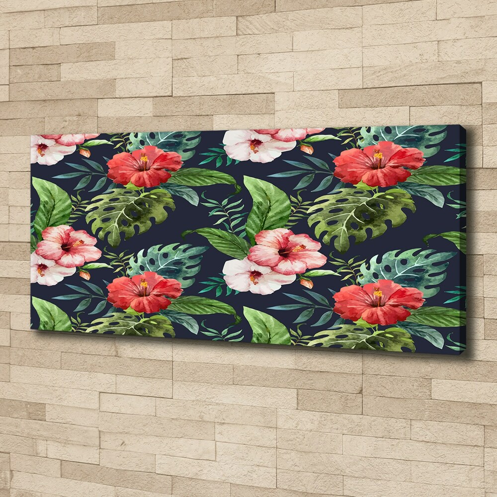 Tableau toile imprimée Fleurs et feuilles exotiques