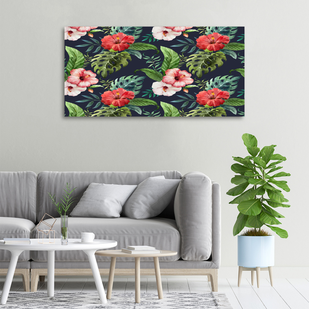 Tableau toile imprimée Fleurs et feuilles exotiques