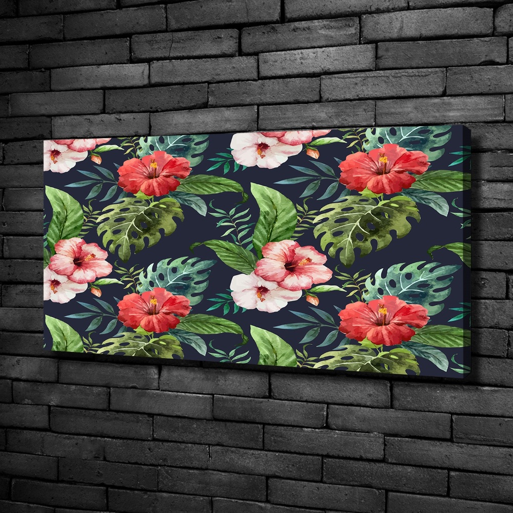 Tableau toile imprimée Fleurs et feuilles exotiques