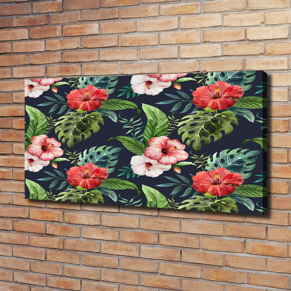 Tableau toile imprimée Fleurs et feuilles exotiques