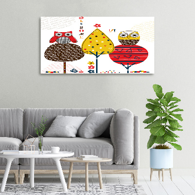 Tableau mural sur toile Hiboux dans l'arbre